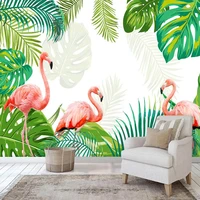 custom 3dphoto wallpaper green leaf flamingo bedroom living room sofa tv background wall painting mural papel de parede tapety
