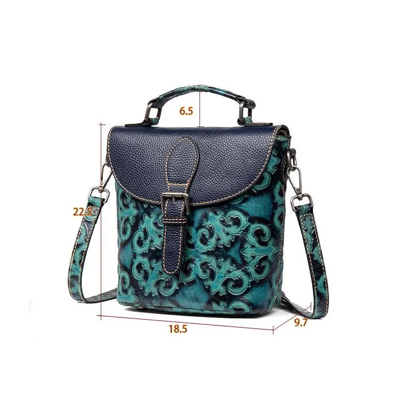 

Bestform Retro Embossed Genuine Leather Women Bag 2021 New First Layer Cowhide Handbag Leisure Female Shoulder Messenger Bags
