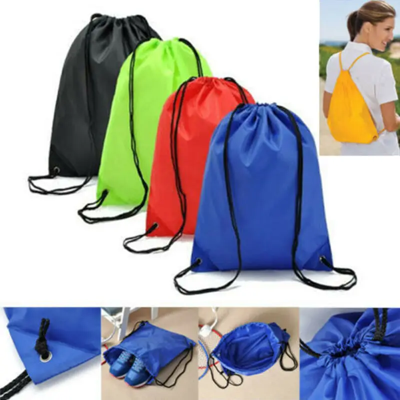 

NEW String Drawstring Back Pack School Sport Shoe Bag Cinch Sack Gym Tote Bag