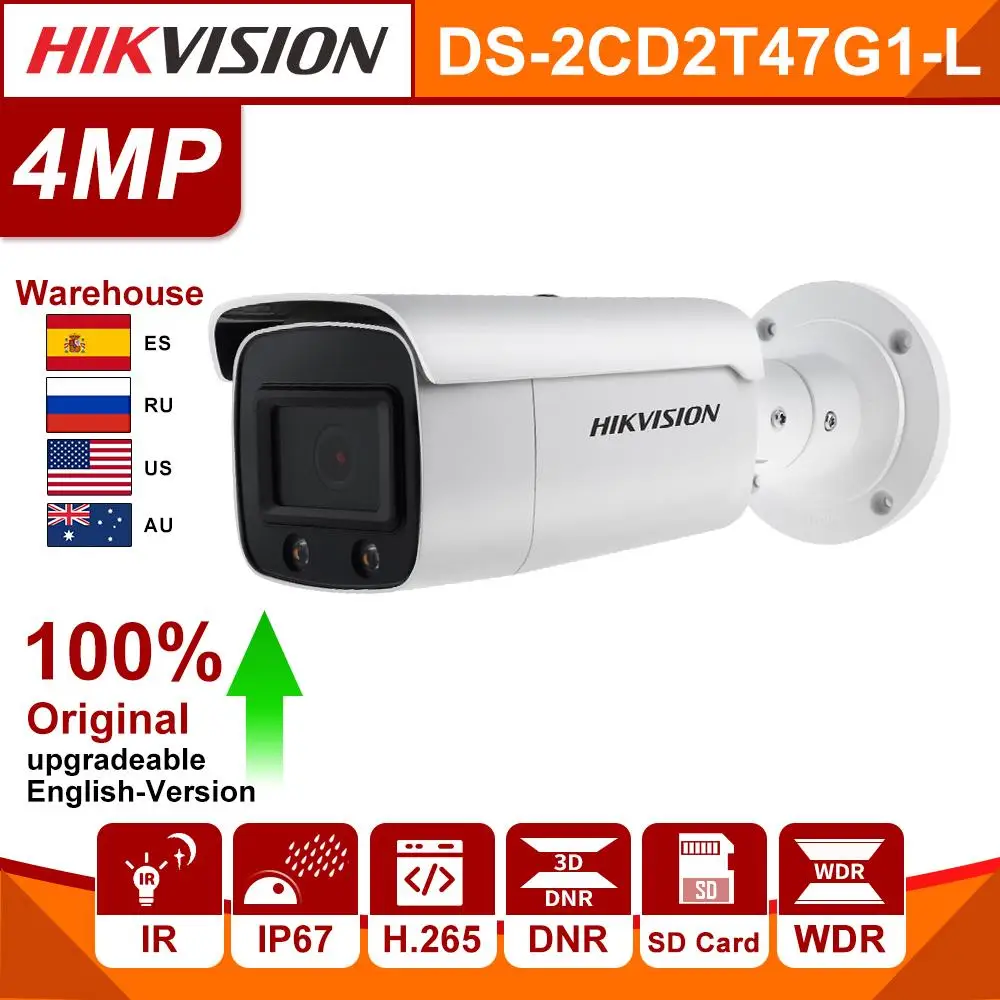 

Original Hikvision IP Camera ColorVu 4MP DS-2CD2T47G1-L Network Dome POE IP Camera Outdoor H.265 CCTV Camera SD Card Slot