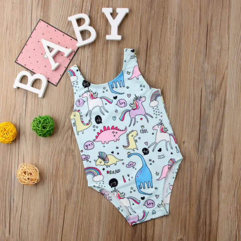 2020 цельные костюмы для новорожденных купальные с мультяшным принтом детский