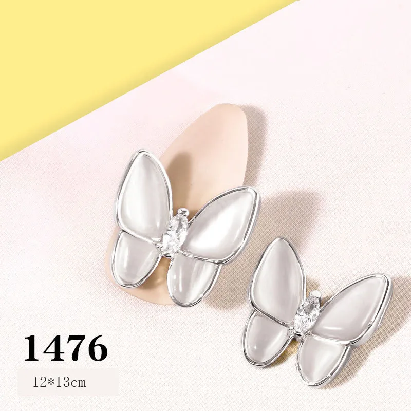 

10PCs Cat's Eye Stone Butterfly Diamond Nail Rhinestones Nails Art Decorations accessories Supplies Charms Fashion Styles 2021