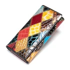 Женский кошелек из натуральной кожи в стиле пэчворк, Роскошный дизайнерский Длинный кошелек для сотового телефона, держатель для карт, Многоцветный кошелек для монет