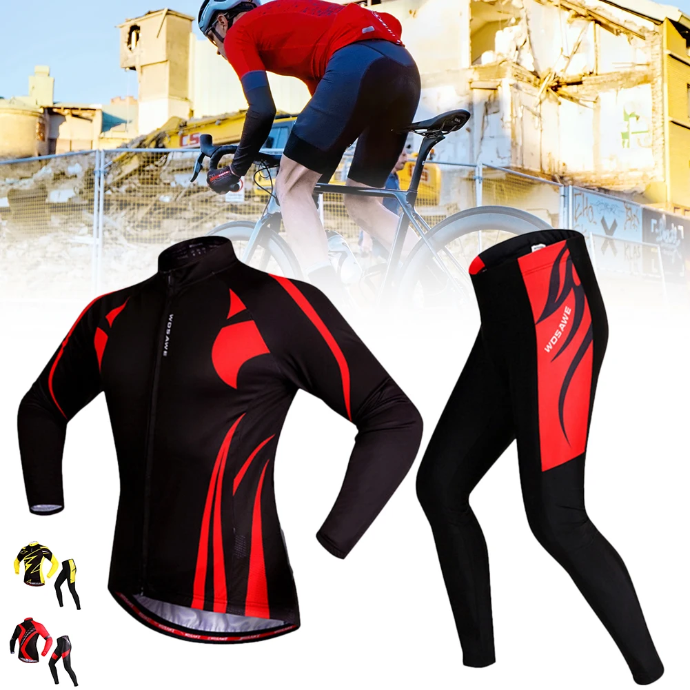 

2021 Autumn Long Sleeve Cycling Jersey Set Bib Pants Ropa Ciclismo Bicycle Clothing MTB Bike Jersey Uniform Men's Clothes