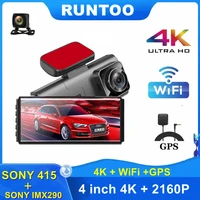 dashcam 4k car camera recorder 2160p 4inch dash cam front and rear wifi gps video recorders 4k car dvr camera night vision