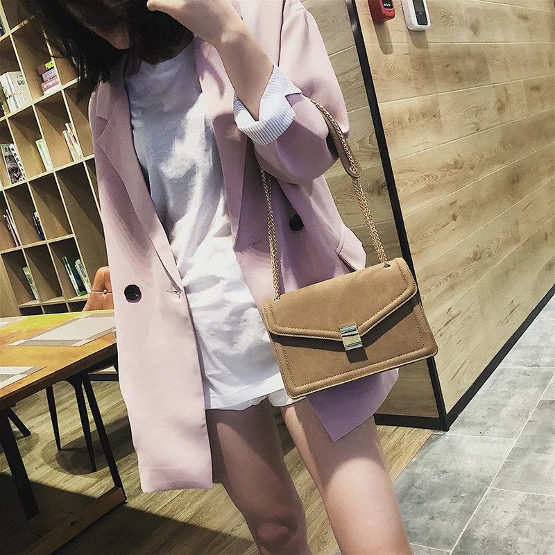 

LUCDO Vintage Fashion Messenger Bag For Women 2020 High quality Matte PU leather Chain Shoulder Crossbody Bags Designer Handbag