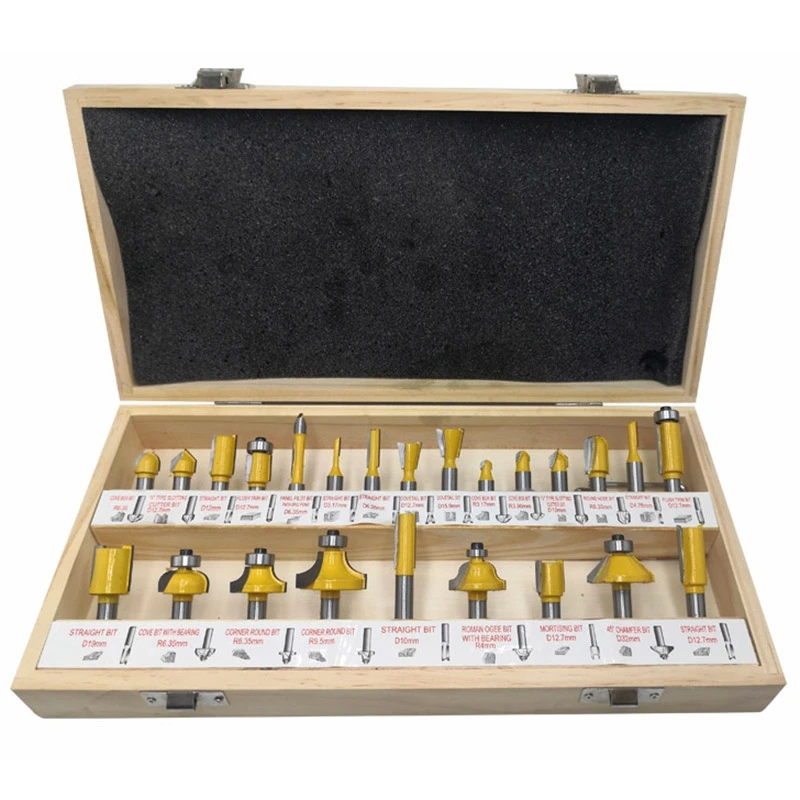 24 шт. 8 мм хвостовик DIY деревообрабатывающие фрезы Набор для дерева флеш прямой