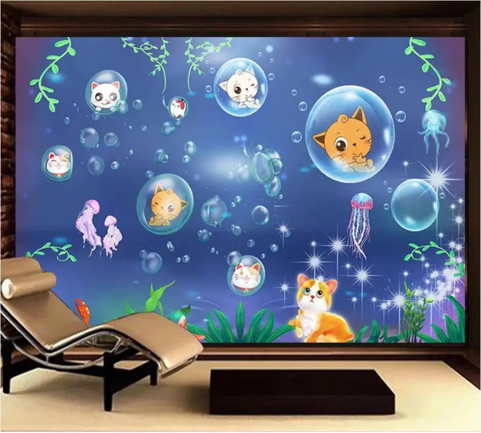 Пользовательские фото 3d обои мультфильм рисованная рука Кот речь пузырь