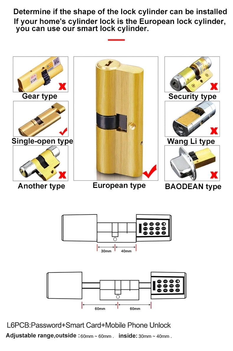 L6PCB лучший Умный Замок DIY APP электронная клавиатура RFID цифровой дверной замок для управления Airbnb-модель ЕС