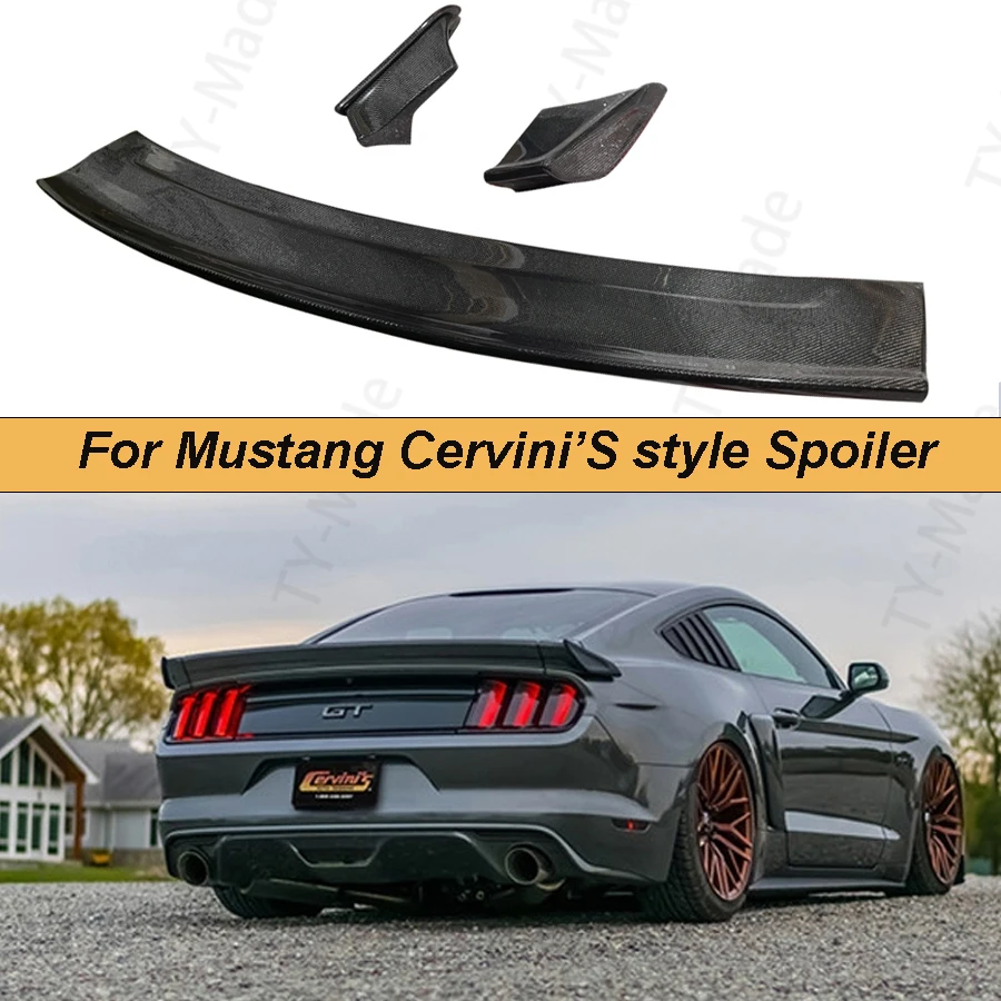 

High Quality Black Carbon Fiber Rear Tail Wing Spoiler Decoration Fit For Ford Mustang Car Cervini S Style Spoiler 2015-2019