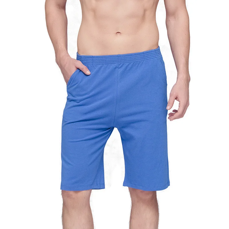 Летняя мужская Хлопковая пижама штаны Однотонная повседневная обувь пикантные