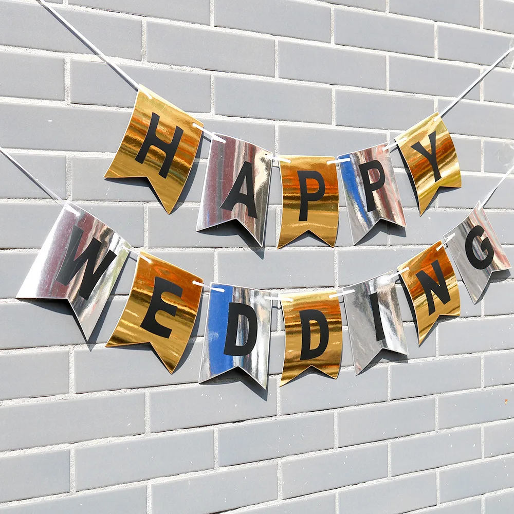 Счастливой свадьбы тянуть цветок флаг баннер с днем рождения Свадебные