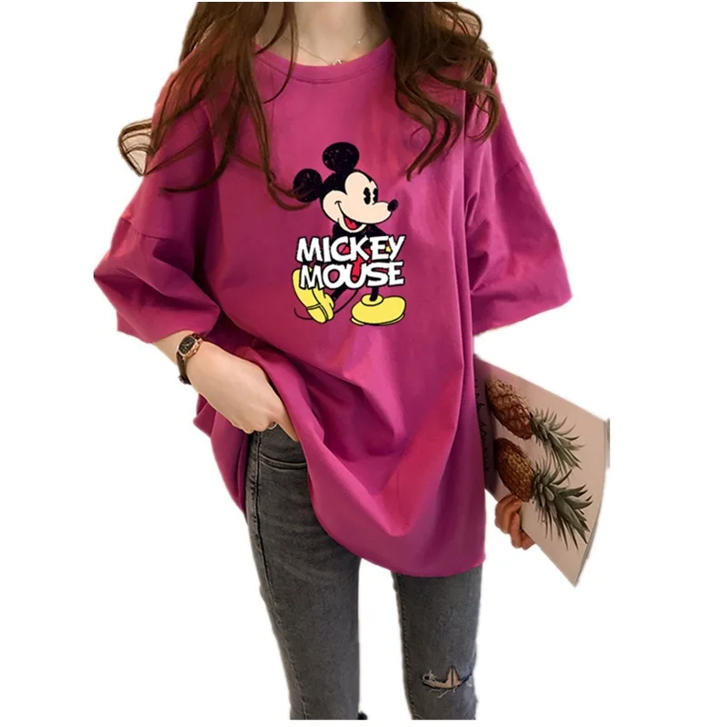 

Original Disney Mickey T-shirt women short sleeve plus size women's loose cotton half sleeve top