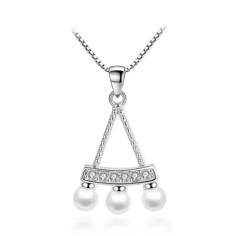 925 стерлингового серебра изящный полые веерообразные жемчужная подвеска с