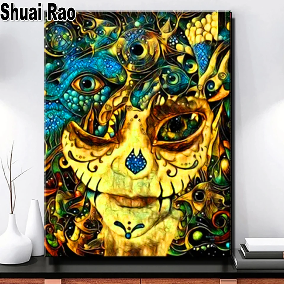 

Алмазная картина с ужасными глазами, вышивка крестиком, мозаика из страз, полноразмерная круглая Алмазная вышивка для женщин, домашний деко...