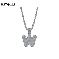 mathalla ice out aaa cubic zircon bubble letter pendant and necklace pink gold mens womens hip hop jewelry