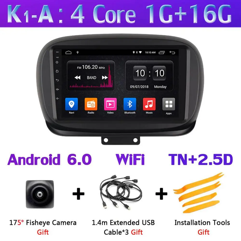 K1-A 360 ° Панорамное 8 ядро 4G+ 64G Android 9,0 автомобильное мультимедийное радио для FIAT 500X- головное устройство gps навигация SPDIF DSP CarPlay - Цвет: K1-A