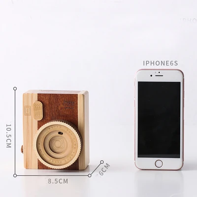 Music box A Креативная музыкальная шкатулка для камеры деревянная ручка держатель кисти для макияжа Органайзер деревянные поделки ретро подарки на день рождения винтажное украшение для дома - Цвет: Music box A