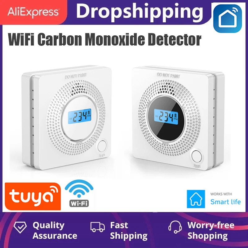 

Умная газовая сигнализация Tuya для дома, кухонный детектор угарного газа на батарейках, Wi-Fi управление через приложение, сигнализация угарно...