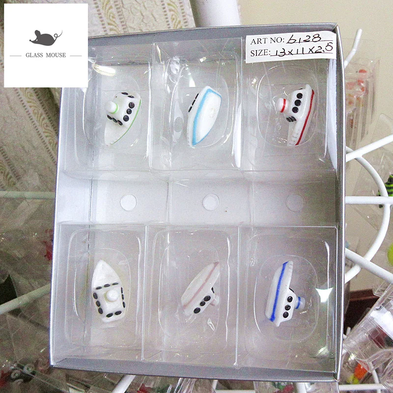 6 шт. декоративная фигурка миниатюрная стеклянная модель лодки украшение для