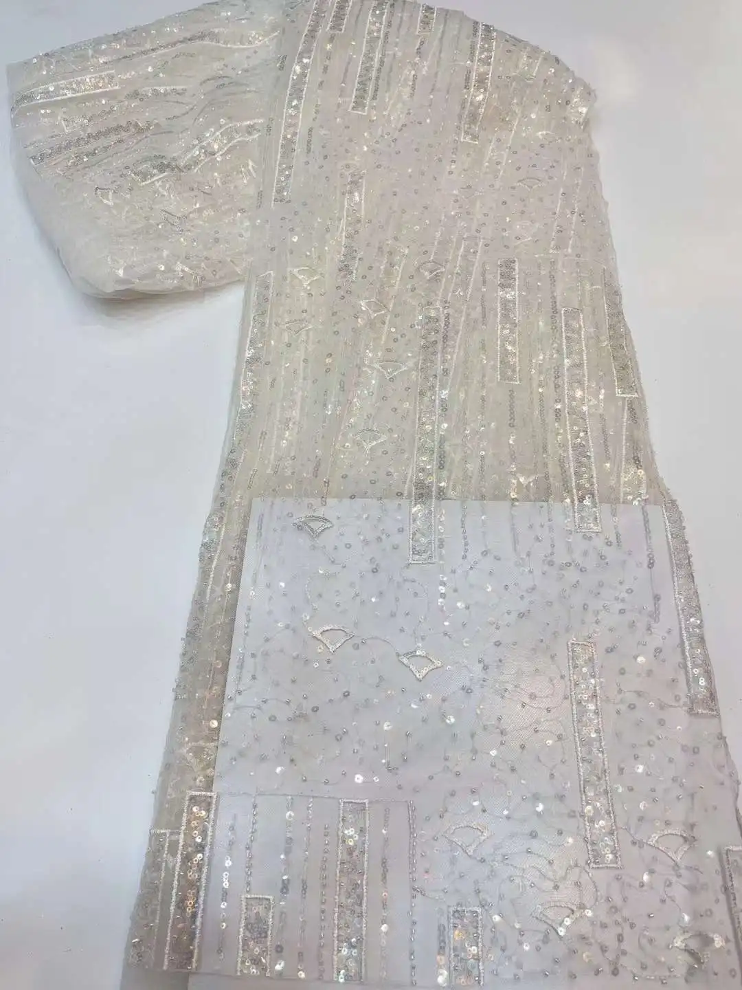 Дешевая ткань из бисера с вышивкой блесток французское Сетчатое