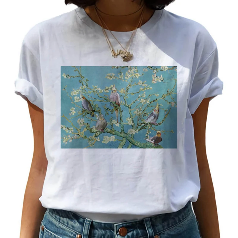 Van Gogh Рисование маслом Harajuku футболки женские Van Goghing Van Gone Забавные футболки 90s футболка с изображением модные футболки женские - Цвет: 8498