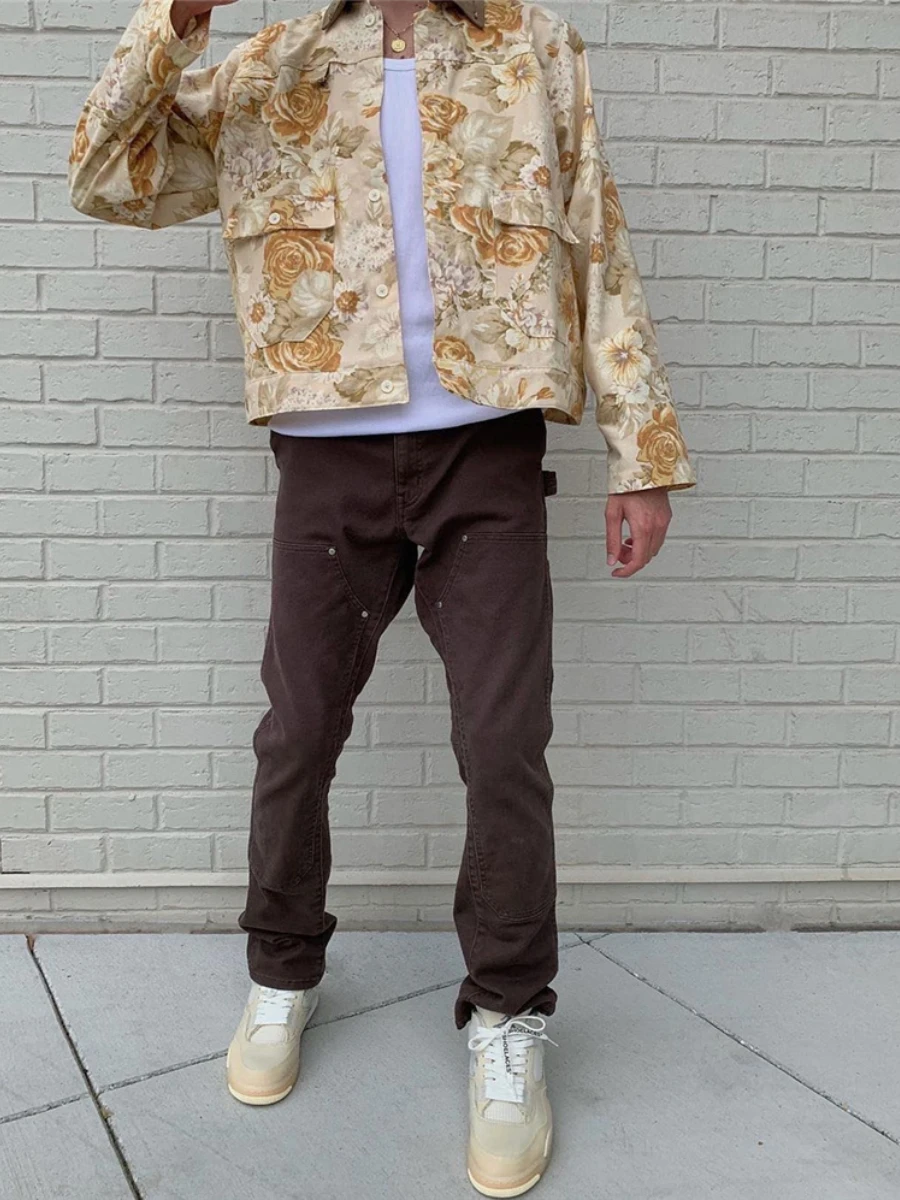 

Men's 2021 and Women's Fashion Trend Pure Cotton High Quality Jeans Heavy Industry Customized Washed Micro Zipper Cargo Jeans