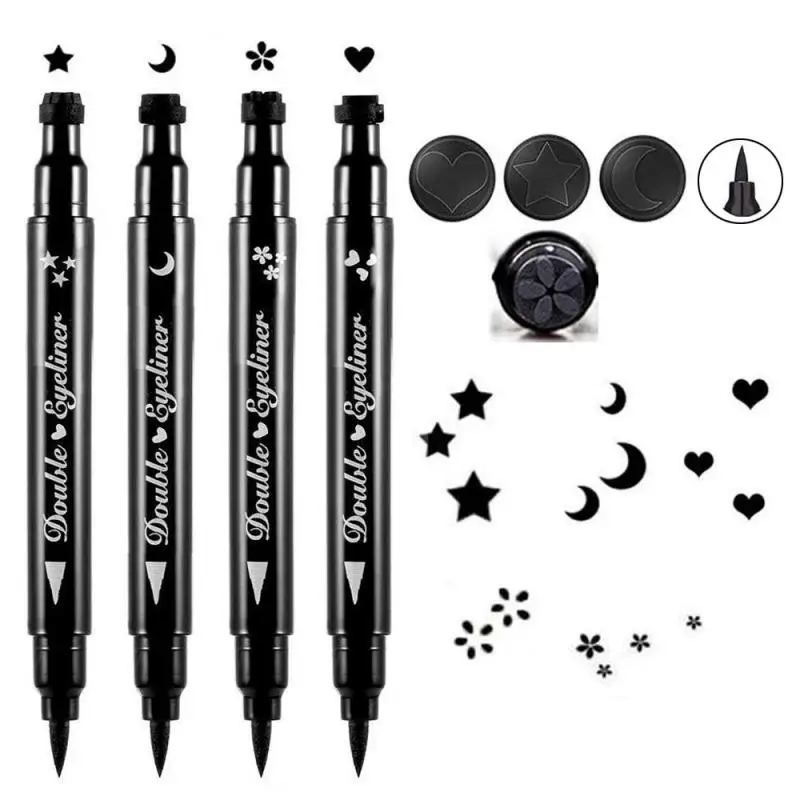 4pcs Stars Moon Love Eyeliner Double-headed Seal Liquid Set Smooth Quick Dry Long Lasting Waterproof Makeup |