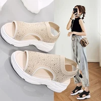 2021 summer new sports style casual breathable knitted fashion platform platform wedge womens sandals non slip all matching