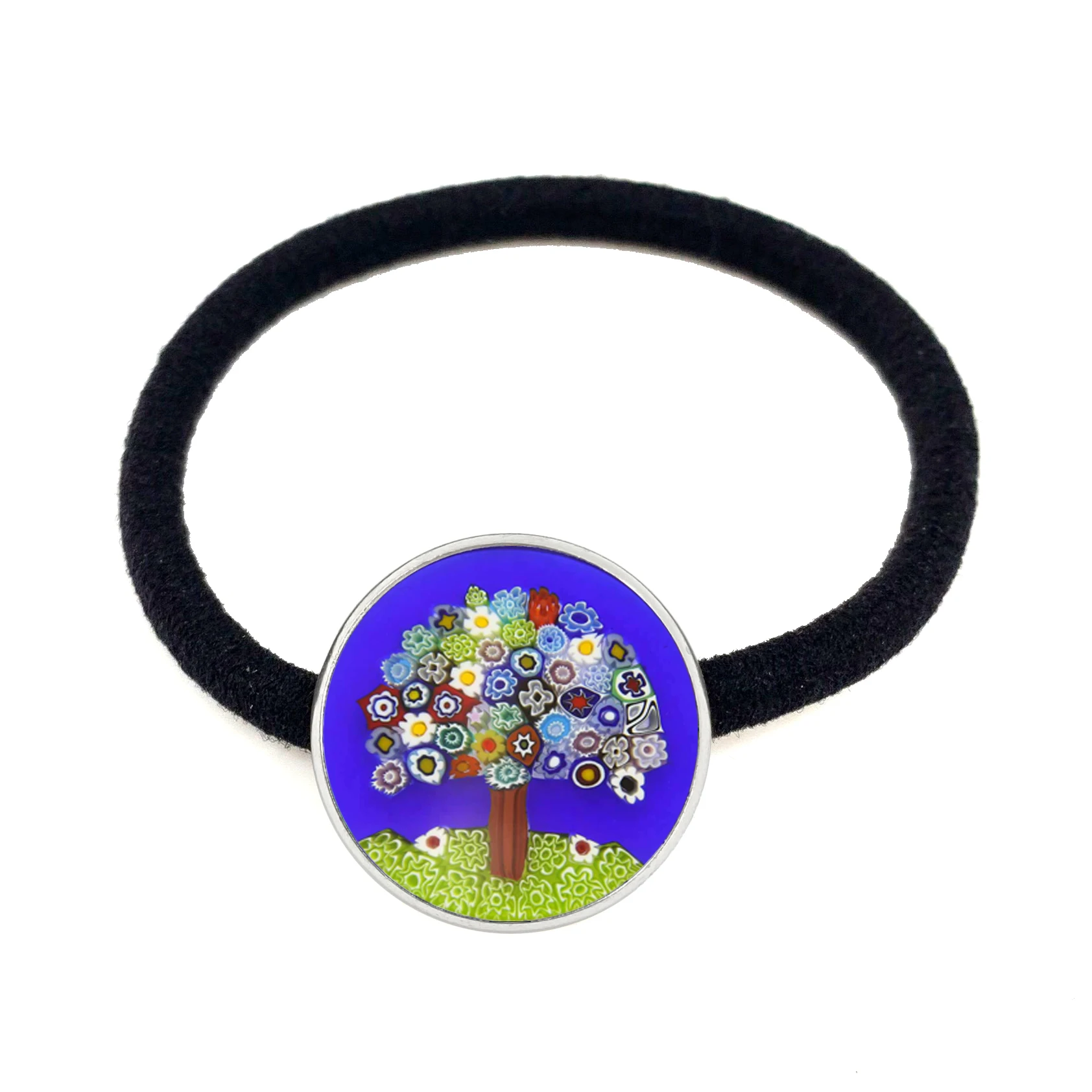 Диадемы для волос Tree Of Life Black с муранским миллефиори стеклянной кабошонной вставкой 20 мм, ювелирные изделия для волос для женщин и девочек, подарок оптом.