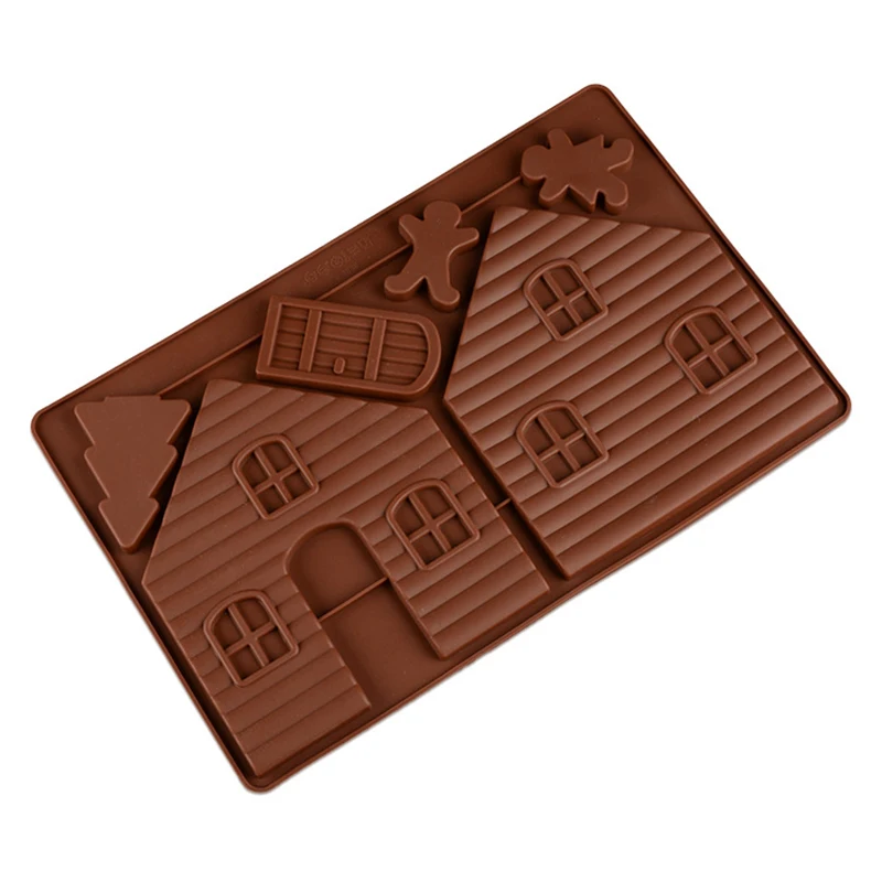 daisuhoom 1pcs diy christmas gingerbread house silicone cake baking mold for chocolate biscuit dessert bakeware decorating tools free global shipping
