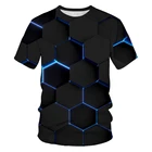 Новая летняя мужская футболка с 3D принтом с шестиугольником милая детская одежда с Сотами одежда для родителей и детей футболка оверсайз (6XL)