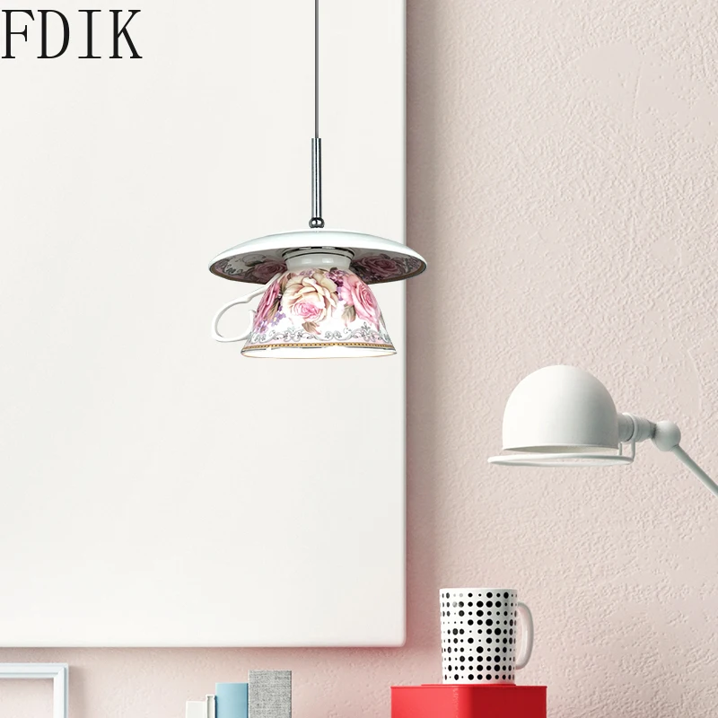 Керамическая Подвесная лампа для кофейной чашки простой подвесной светильник в
