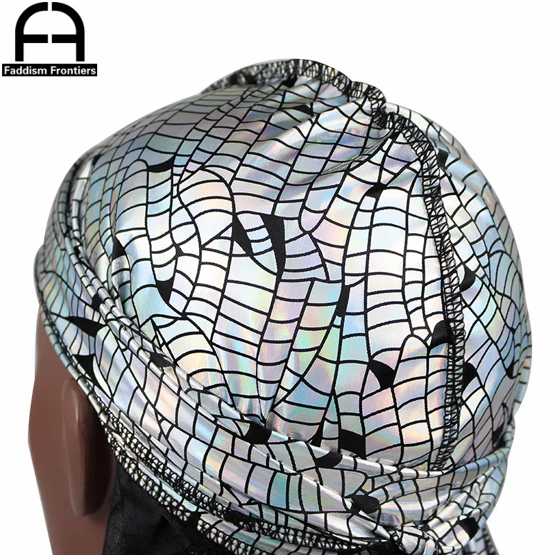 Мужская блестящая бандана тюрбан серебристого цвета с лазерным отражением| |