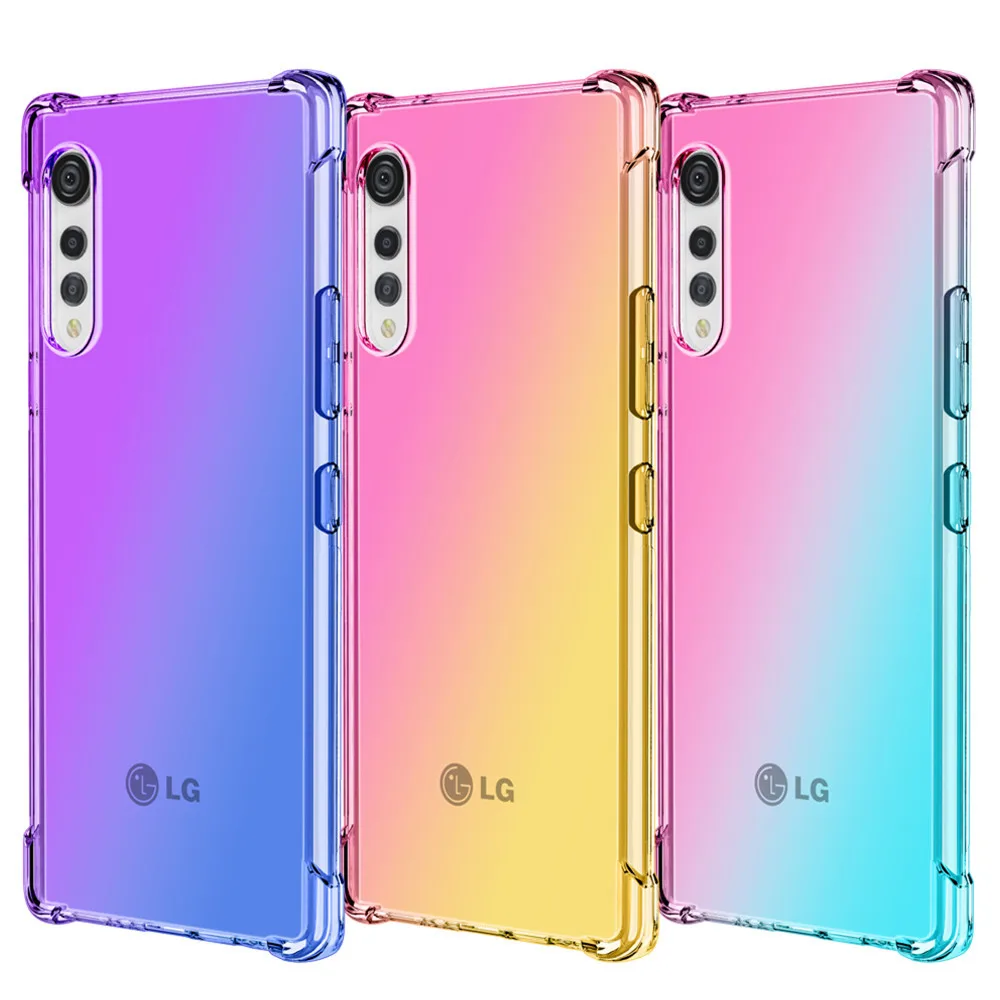 Противоударный силиконовый чехол с градиентом для LG Velvet 5G Stylo 5 6 Phoenix Радужный