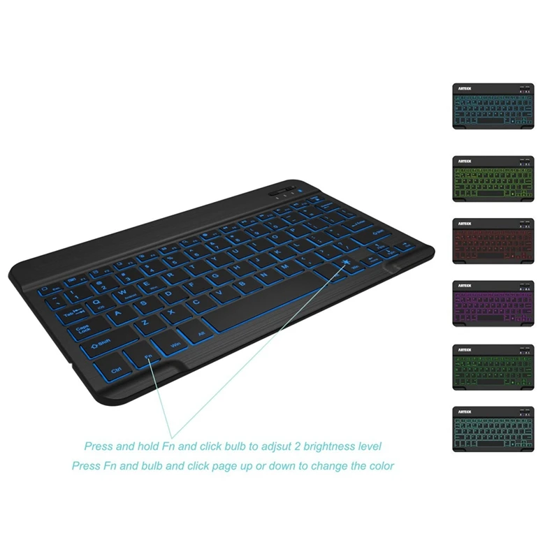 

Wireless Keyboard for Samsung Galaxy Tab a T510/T515 Case + 7 Color Backlit Keyboard 2 in 1 ic Leather Case