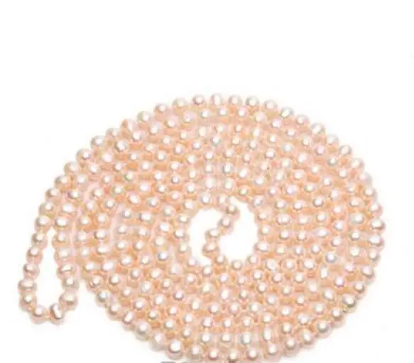 Длинное ожерелье из пресноводного жемчуга колье натурального белого розового