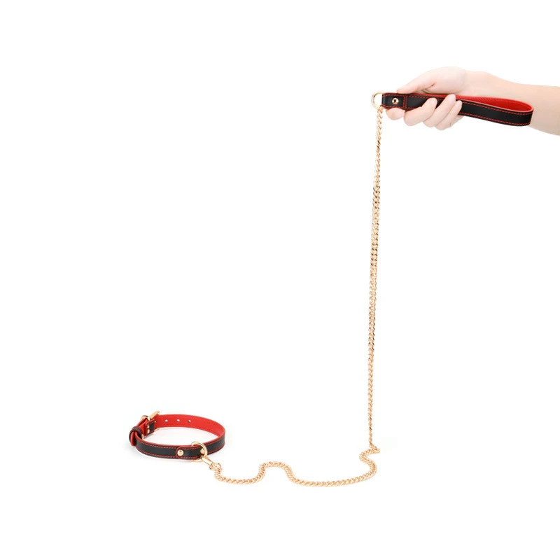 

2021 Punk Style Black Leather Collar Traction Rope Chain Collar Women's Chain Bondage Necklace Sexy Bondage Jewelry