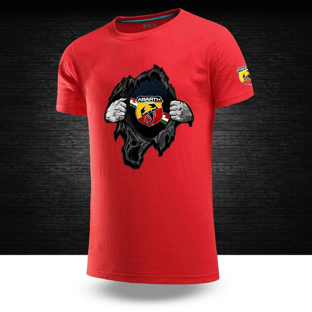 

2021 Summer Men's ABARTH Logo Sport Short Sleeve O-neck Leisure Tees Breathable Shirt Short sleeves Casual T-shirts tops