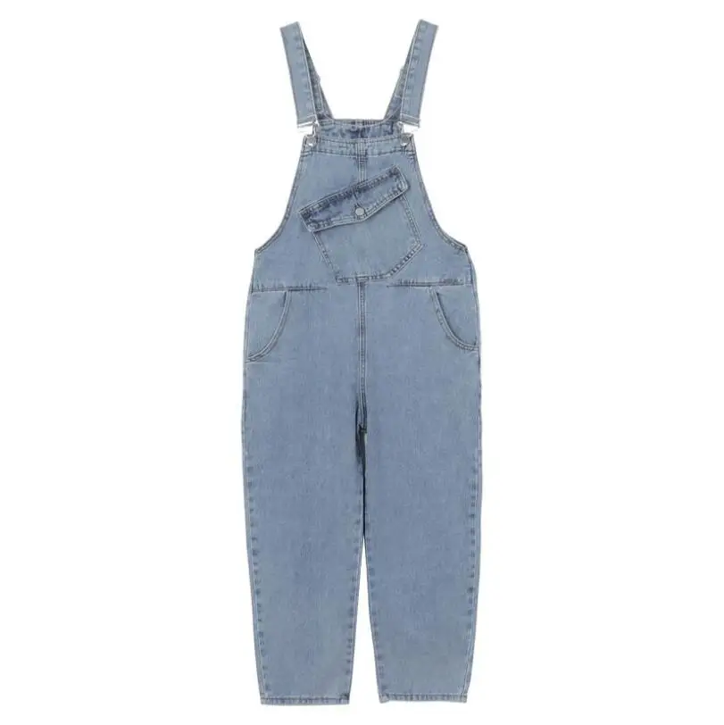 

Women Denim Jumpsuit Korean Fashion Casual Pockets High Quality Streetwear Jeans Overalls female Spaghetti Strap pants p2480
