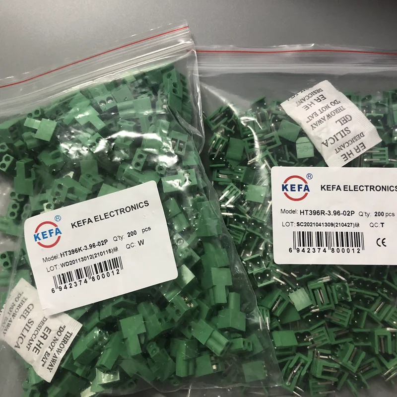 Клеммная колодка KEFA HT3.96 HT396K HT3.96K HT396 2P PCB, Клеммная колодка 15EDGK 200 мм, 2-контактная зеленая Клеммная колодка PHOENIX deson, 3,96 шт.