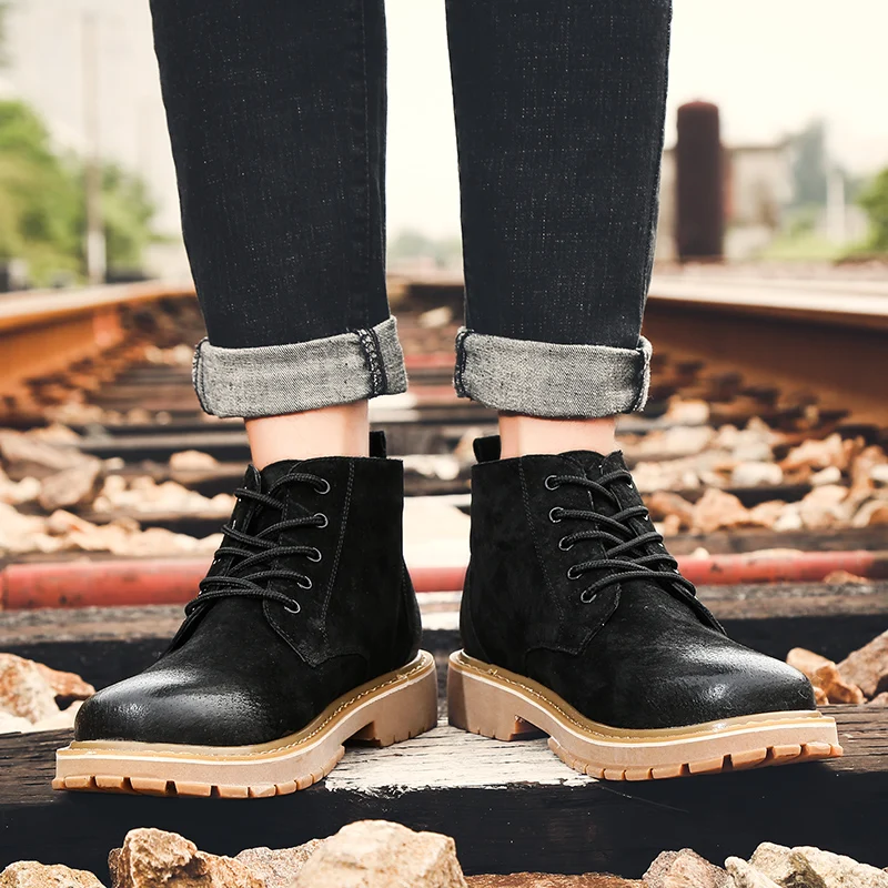 Осенняя мужская обувь Модные мужские ботинки Высококачественная замшевая