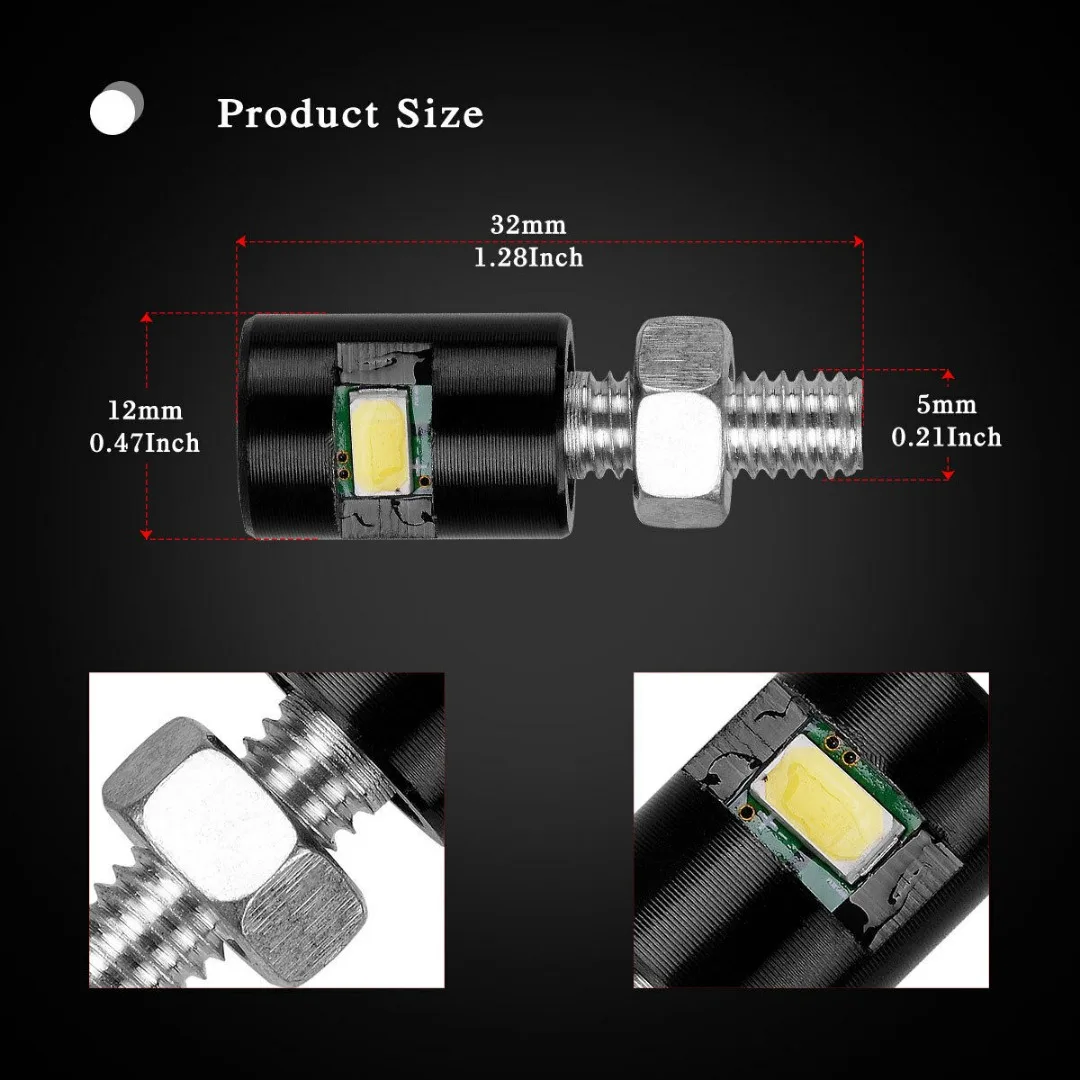 4 шт./компл. дневные ходовые огни 12V Белый мотоцикл винт SMD светодиодный лампа на болтах авто номерного знака светильник лампы для автомобиля скутер грузовик