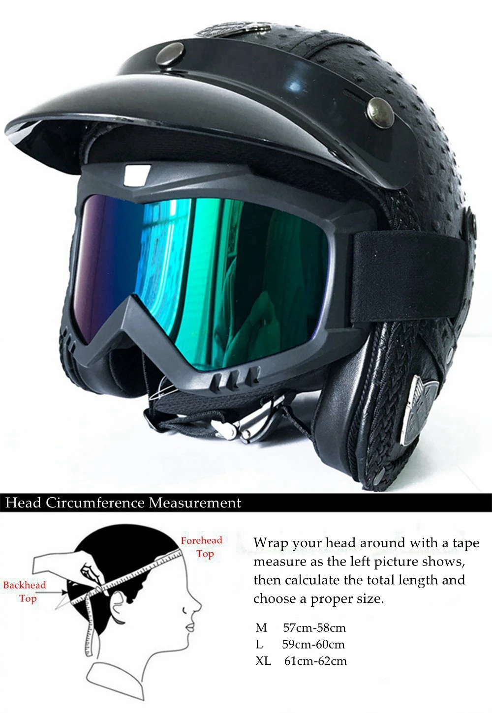 Мотоциклетный шлем в стиле ретро винтажный для мотокросса на все лицо с открытым