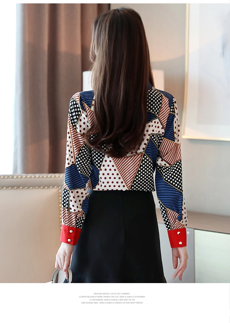 Blusas femininas рубашки женские Топы Рубашки с длинным рукавом Женские топы с пуговицами в полоску с v-образным вырезом одежда шифоновая блузка Топы 7087 50