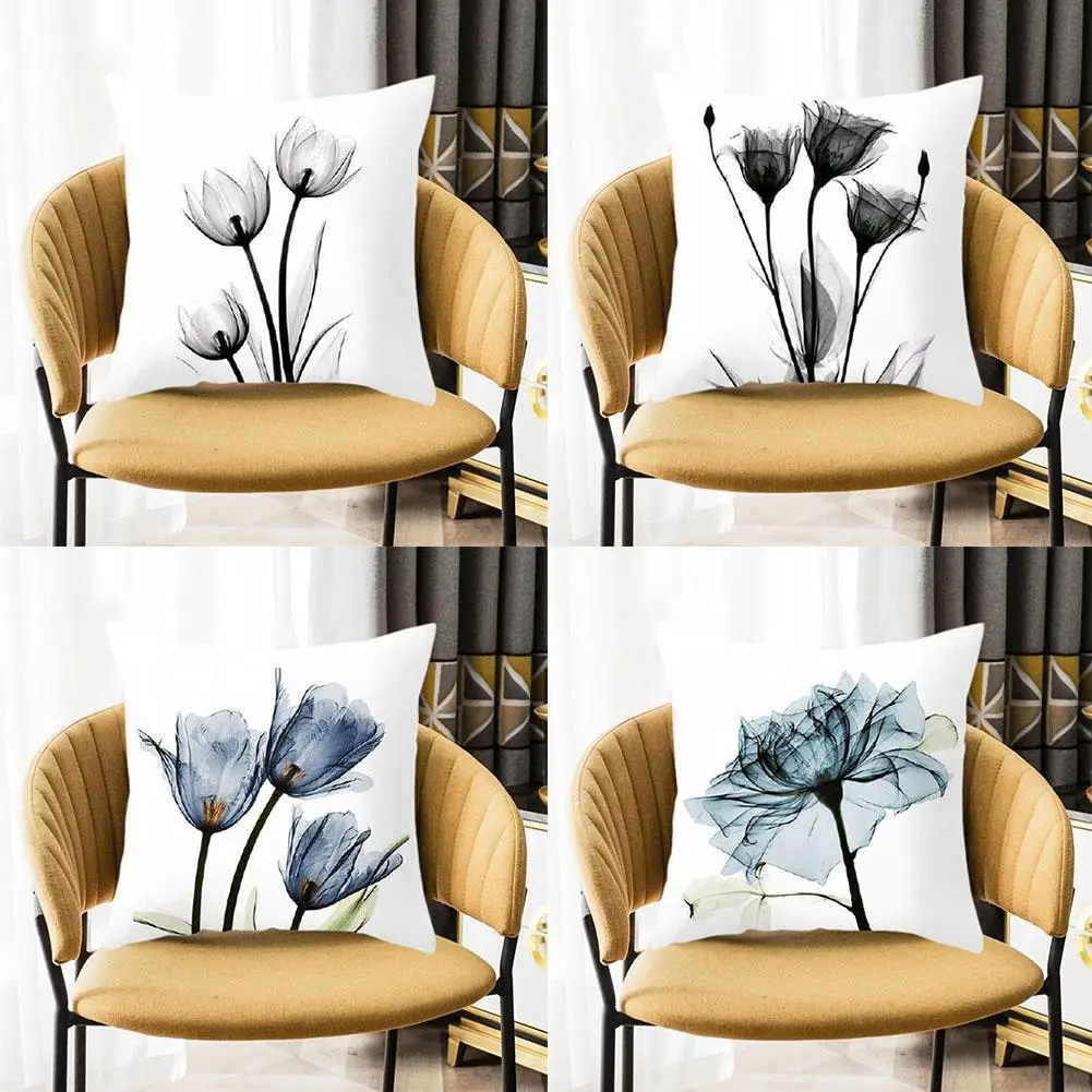 

Watercolor Flower Pattern Decorative Cushion Skin-friendly Polyester Material Pillow For Sofa Car Soft Pillowcase Home
