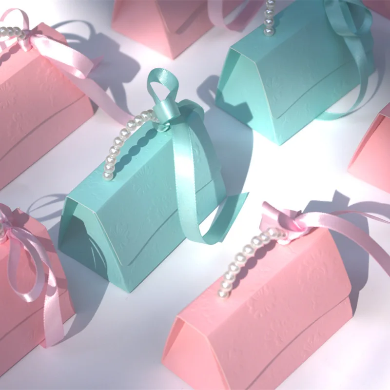 

5pcs Handbag Gift Box Christmas Wedding Party Favor Candy Boxex Packaging Pink Baby Shower Birthday Valentine's Day Gift Bags