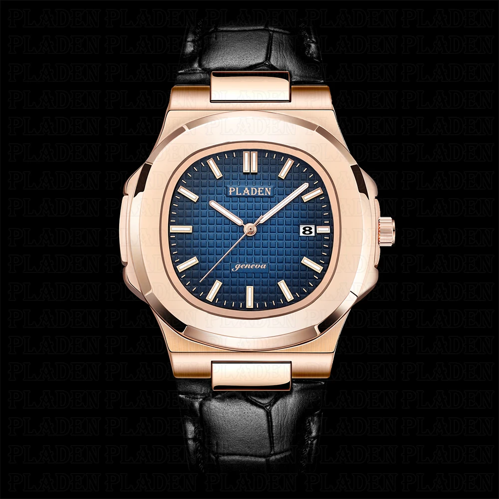 PLADEN высокое качество роскошные Брендовые мужские часы кожа Водонепроницаемый