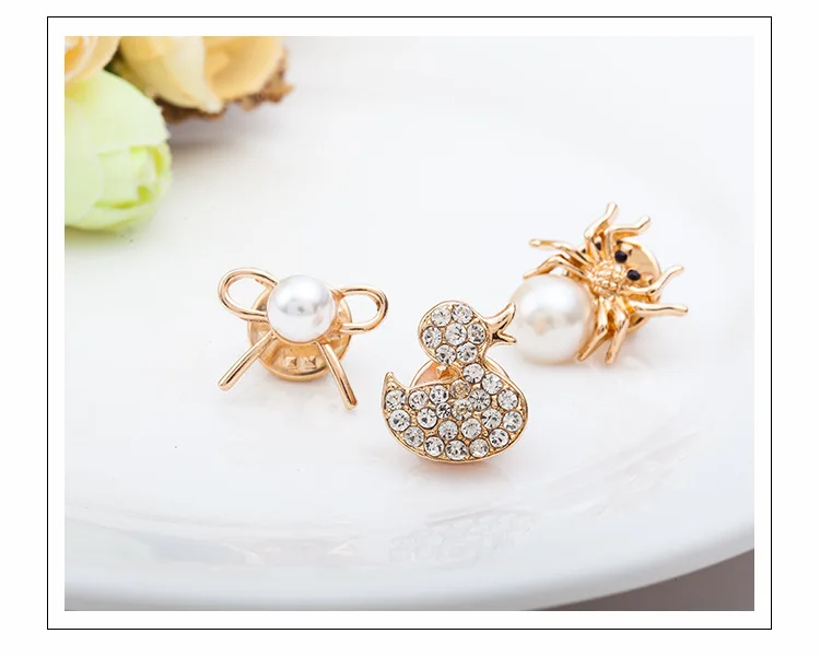 Модный кристалл жемчуг Вишня утка Сова паук парфюм на подвеске шпильки для