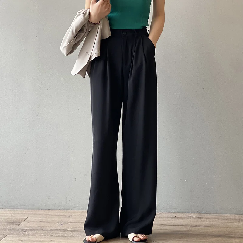 

2021 Summer New Arrival Casual Plus Size High Waist Loose Wide Leg Drape Pants for Woman